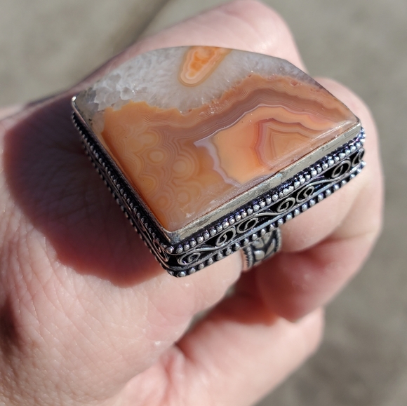New Botswana Agate 925 Silver Statement Ring. - Picture 2 of 9
